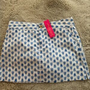 Lilly Pulitzer White Skirt with Blue Floral Pattern